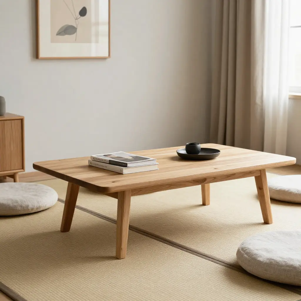 Curated interior decor vignette showcasing Japandi style
