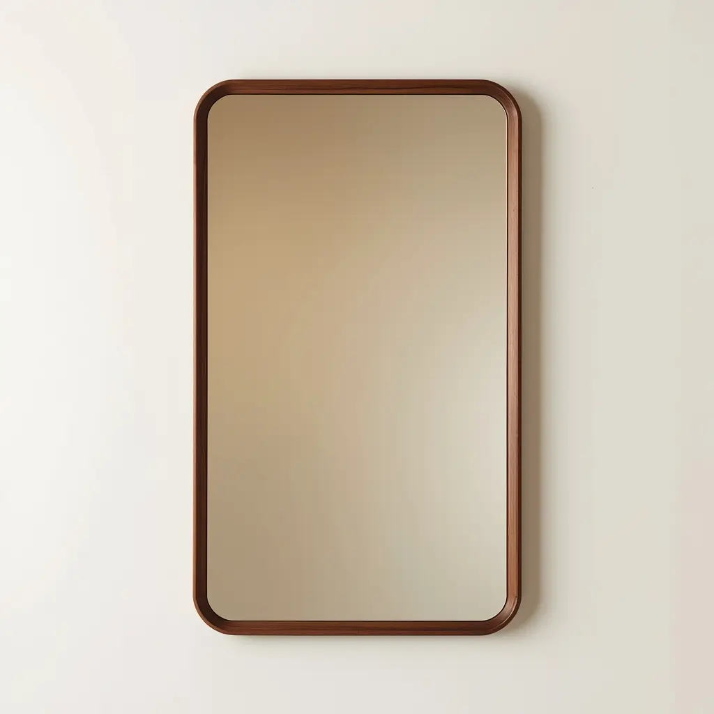 Rectangular walnut mirror with minimalist frame